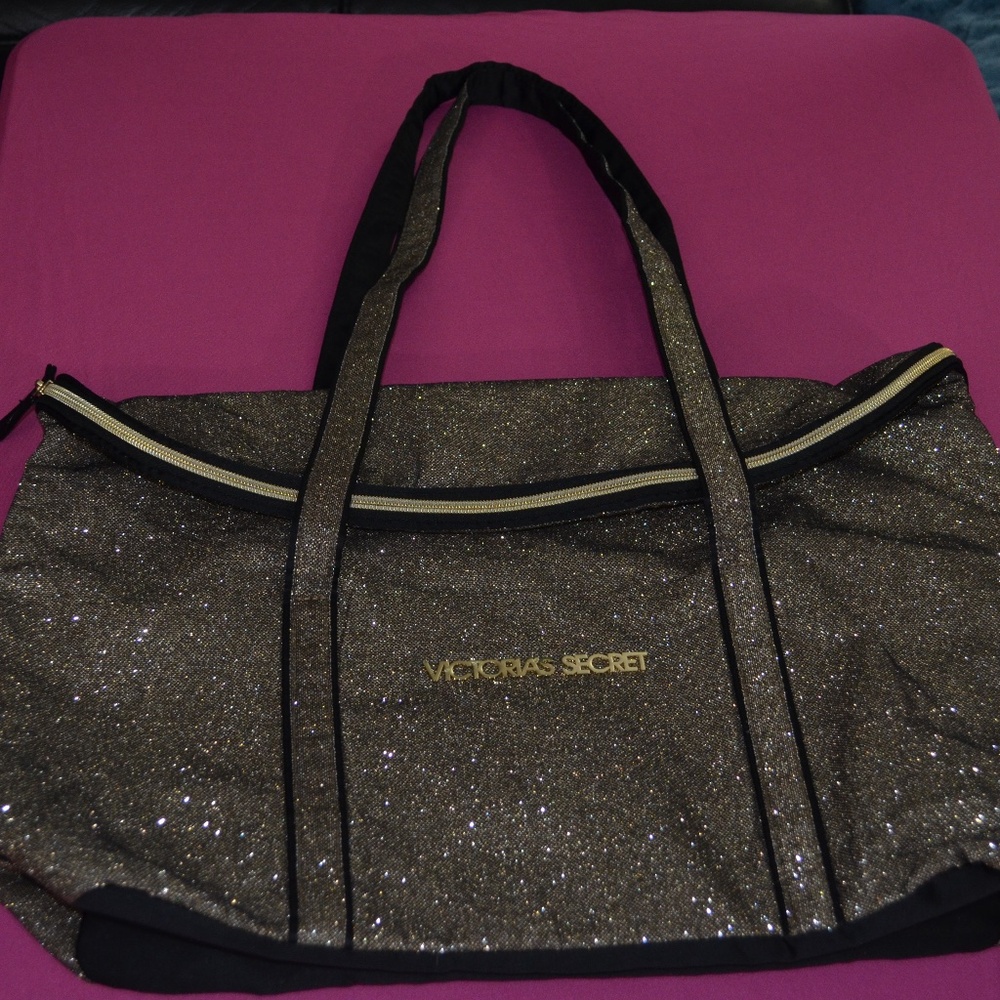 Victoria's Secret Black and Gold Shimmer Tote